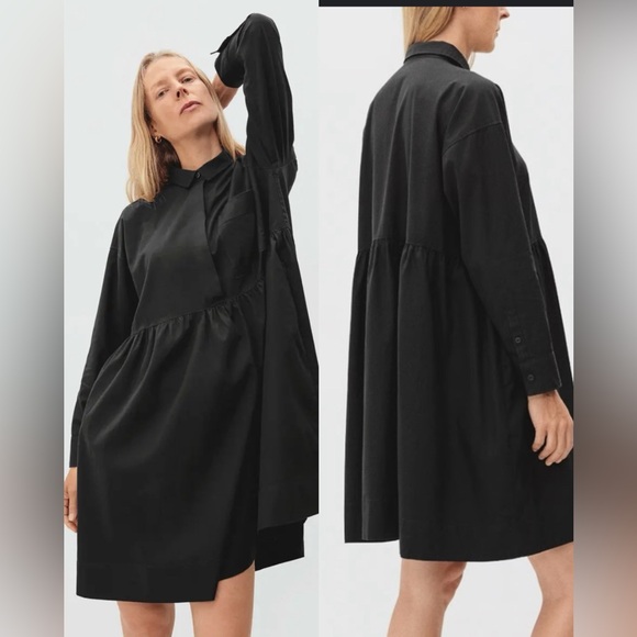 Everlane Field Long Sleeve Modern Contemporary Minimalist Dress black , size S - Picture 1 of 13